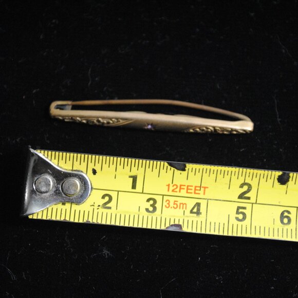 Antique Gold-filled Repousse Bar Pin / Brooch with Amethyst Glass - Picture 6 of 6